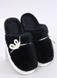Black fur slippers