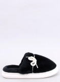 Black fur slippers