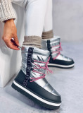 Winter snow boots with laces silver