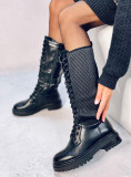 Black high boots with laces