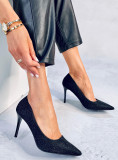 Black glitter pumps