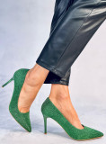 Green glitter pumps