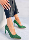 Green glitter pumps