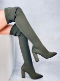 Green high boots with an elastic upper