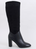Black boots in a combination of eco-leather and eco-suede