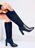 Black boots in a combination of eco-leather and eco-suede