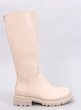 Ecru boots on a thick heel