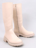 Ecru boots on a thick heel