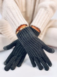 Warm women's gloves dark grey