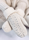 Decorated women's gloves-mittens ecru