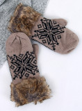 Mocca gloves with faux fur