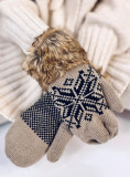 Mocca gloves with faux fur