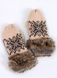 Beige gloves with faux fur