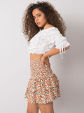 White-Orange Ruffled Skirt RUE PARIS
