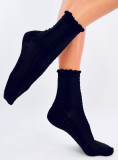 Black socks with knitted pattern 01