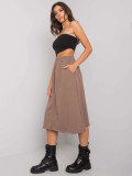 Brown Flared Cotton Skirt