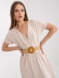 Stylish Beige Dress with Short Sleeves