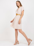 Stylish Beige Dress with Short Sleeves