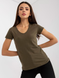Khaki Smooth T-Shirt Made of Cotton
