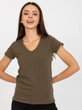 Khaki Smooth T-Shirt Made of Cotton