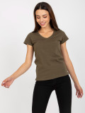 Khaki Smooth T-Shirt Made of Cotton