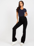 Navy Blue Women's Basic T-Shirt with V-Neck
