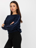 Navy Blue Short Hoodie Without Hood with RUE PARIS Application