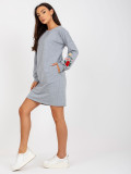 Gray Sweat Dress with Embroidery and Pockets RUE PARIS
