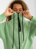 Light Green Long Zip-Up Hoodie with Pockets RUE PARIS