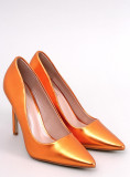 Orange pumps on a stiletto heel