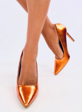 Orange pumps on a stiletto heel