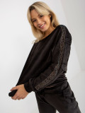 Black Two-Piece Velour Set with Application