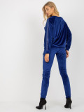 Cobalt Blue Women's Velour Set with Rhinestone Application