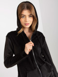 Black Women's Velour Set with Pants and Hoodie