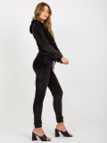 Black Women's Velour Set with Pants and Hoodie
