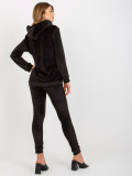 Black Women's Velour Set with Pants and Hoodie