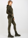 Khaki Two-Piece Velour Set with Pants