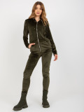 Khaki Two-Piece Velour Set with Pants