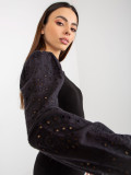 Black Striped Elegant Blouse with Lace Sleeves OCH BELLA