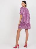 Purple Boho Dress with Patterns in Viscose SUBLEVEL