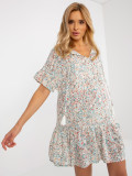 White Loose Floral Dress with Ruffle SUBLEVEL