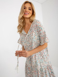 White Loose Floral Dress with Ruffle SUBLEVEL