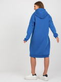 Dark Blue Asymmetrical Long Cotton Hoodie
