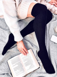 Women's cotton knee highs black