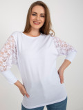 White Blouse with Lace on Sleeves Hawana RUE PARIS