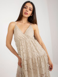 Beige Lace Dress with Ruffle OCH BELLA