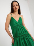 Green Flared Dress with Ruffle OCH BELLA