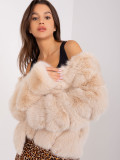 Beige Transitional Fur Jacket with Lining