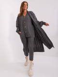 Dark Gray Cardigan with Puff Sleeves