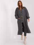 Dark Gray Cardigan with Puff Sleeves